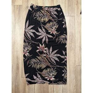 Women’s Vintage Black Floral Christina Hope Long Skirt Size 26 Stretch Waist